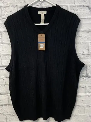 NEW Dockers Sweater Vest Mens XL Black Cable Knit  Comfort Touch Vneck Pullover • $17.99