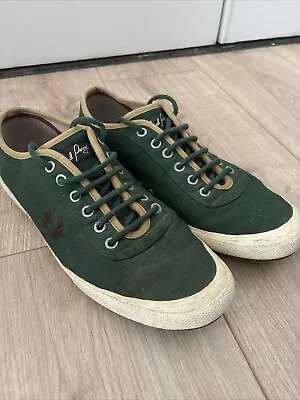 Men’s Fred Perry Green Canvas Top Trainer /Pump /Shoe Size 9 Preowned • £14.50