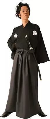 Clear Stone Men's Kimono Ryoma Sakamoto Like Samurai Costume Black One Size F/S • $63.16