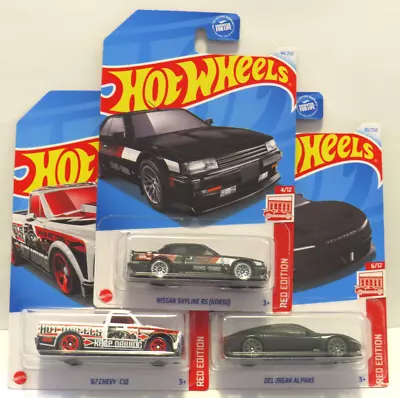 2024 Hot Wheels (3) Target RED EDITION 67 CHEVY C10 NISSAN SKYLINE RS DELOREAN • $10.50