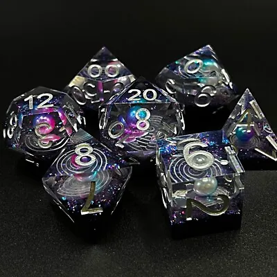 Dnd Dice Set Galaxy Handmade Resin Sharp Edge Dice Polyhedral Dice Set • $19.80