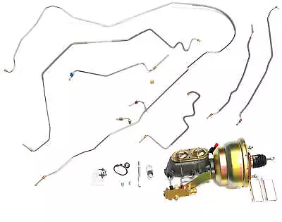 68-72 Chevelle Brake Lines & Gold 8  Brake Booster Assembly W/Fixed Prop Valve • $395