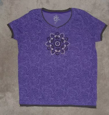 Women's Made For Life Purple Geo Print Knit Shirt - Size XL - Very Nice! • $13