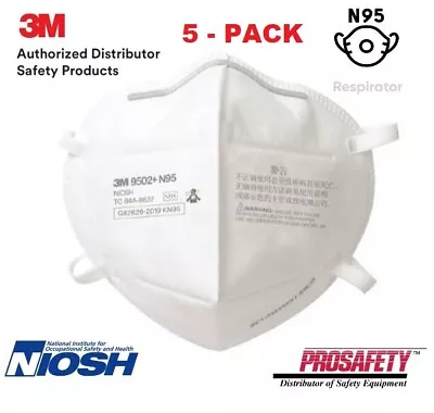 3M 9502+ N95 / KN95 NIOSH Protective Disposable Face Mask Respirator 5 PACK • $4.58