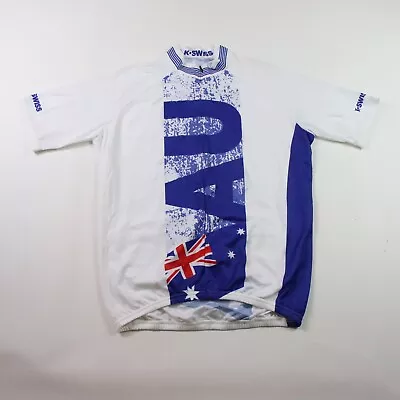 K Swiss Cycling Jersey 1/2 Zip AU Australia Short Sleeve Bicycle Shirt White XL • $11.99