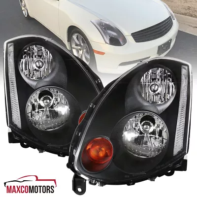 Black Headlights Fits 2003-2005 Infiniti G35 2Dr Coupe Factory HID Models Lamps • $228.49