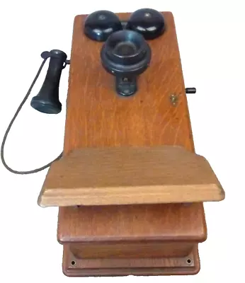 Antique Western Electric Oak Wall Mounted Hand Crank Telephone • $250