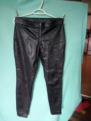 Women's Pants Black Soft Leather Look Vinyl Feel • $10