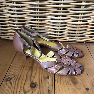 New Lea Foscati Low Heel Sandals EU 37 UK 4 Brown Leather Ankle Strap Gladiator  • £15.99