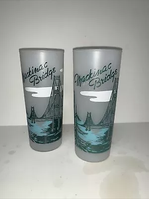 Mackinac Bridge Frosted Glasses Two (2) • $15.99