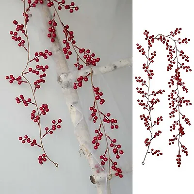 6Ft Red Berry Christmas Garland  Artificial Garland Indoor Outdoor Garden Gate • $9.39