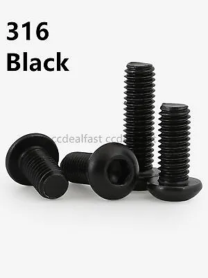 Black 316 Stainless Steel Hex Socket Bolts Button Head Screws M3 M4 M5 M6 M8 M10 • $7.61