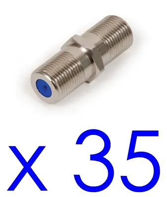 35 RG6 Coax Barrel LOT Connector High Frequency Coaxial Cable Blue 3GHZ • $15.91