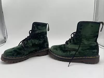 Vintage Green Velvet Dr Martens Docs UK 4 US 6 Boots  • $86.48