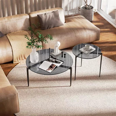 Modern Round Glass Accent Side Coffee Table For Living Room Cafe Tea Home Décor • $59.90