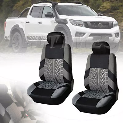 Black & Gray Front Seat Covers Protector Cloth For Nissan Navara UTE Chassis RD • $38.95