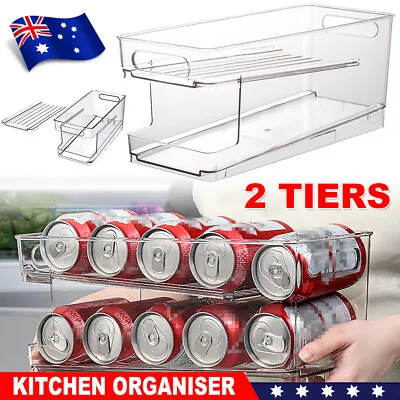 $21.29 • Buy 2 Tiers Can Dispenser Drink Beer Beverage Storage Rack Fridge Holder Shelf AU