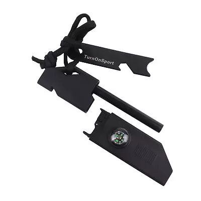 Magnesium Fire Starter Survival Kit | Waterproof Flint Steel Small Black  • $25.59