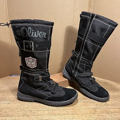 S. OLIVER LADIES WINTER BOOTS SNOW BOOTS Black Sherpa Lined EUC Size EU39 US8.5 • $43