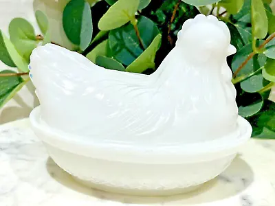 Vintage Hazel Atlas White Milk Glass Small Hen On Nest Farmhouse Kitchen Decor • $6.99