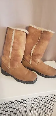 La Canadienne MerlinSuede Shearling Boots Camel Women's Size 10 Vintage • $40