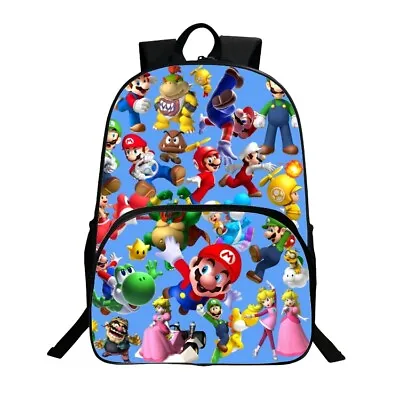 £18.69 • Buy Cartoon Super Mario Backpack Boys Anime School Bag Girls Travel Shoulders Bag