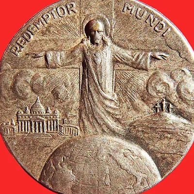 1933 Pope Pius Xi Religious Medal Old Holy Year Christ The Redeemer Pendant • $17