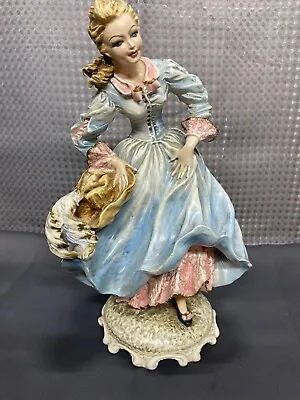 Carlo Mollica Capodimonte  GIRL / FEATHERED HAT / DANCING  11  Tall ~ Signed • $119.99