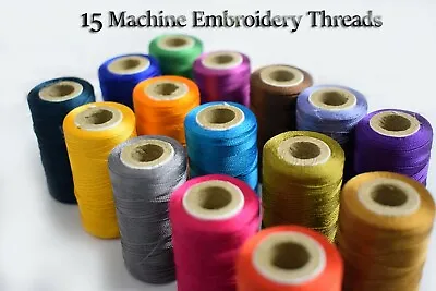£5.99 • Buy 100% Silk 15 Dark Spools Sewing Machine Embroidery Thread JANOME, YAMAHA, JUKI