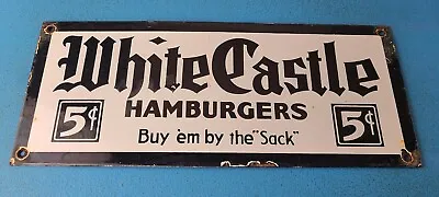 Vintage White Castle Fast Food Burgers Diner Drive Thru Gas Porcelain Pump Sign • $141.47