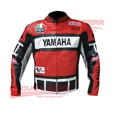 Yamaha 46 Red Motorbike Track Days Cowhide Leather Bikers Armoured Jacket • £154.99