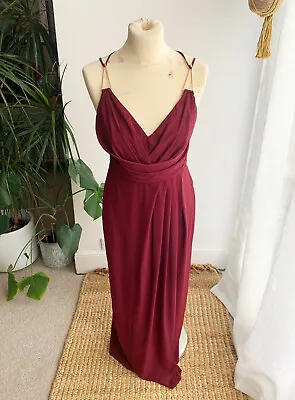 £15 • Buy ASOS Maxi Dress Burgundy Maroon Long 10 Small Red V-Neck Special Occasion 