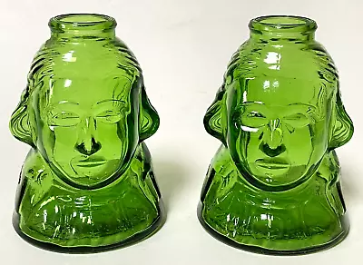 Vintage Small Green Wheaton Glass 1st In War George Washington Bottle Pair • $24.99