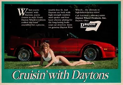1989 Cruising With Dayton Wire Wheels Blonde Vintage Lowrider Print Ad 8x5 • $9.95
