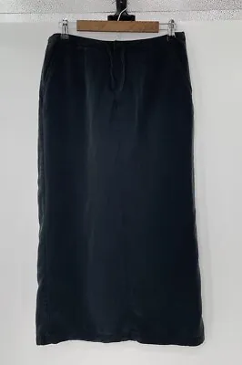 Sigrid Olsen Sport Women's Black Tencel Maxi Skirt Back Slit Size 8 Pockets • $19.80