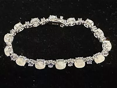 JTV  Genuine Rainbow Moonstone & Tanzanite Sterling Silver Tennis Bracelet NWT • $45