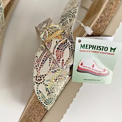 Mephisto Helen Pompei Women's Cork Sandal White Multi Gold Floral 39 US 9 New • $109