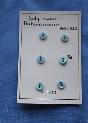 1245 Vintage Lady Fashion Mother Of Pearl Shell Button Card Dyed Blue • $3.99