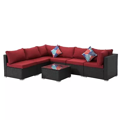 7PCS Patio Furniture Sets Modular Rattan Outdoor Sectional Furniture Sofa Set • $669.18