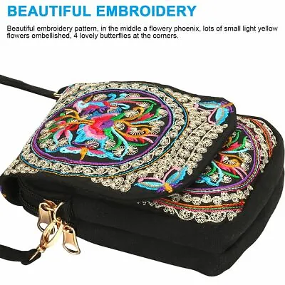 Lady Cell Phone Bag Wallet Retro Embroider Purse Messenger Crossbody Bag Latest • $8.63