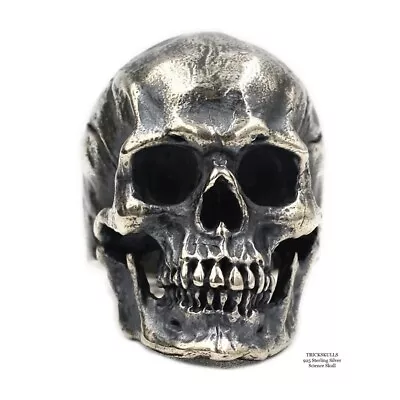 925 Sterling Silver Science Skull Retro Biker Punk Gothic Ring Sizes 7 8 9 10 11 • $90