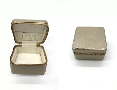 Pottery Barn KEG Mono Quinn Leather Petite Travel Box Gold Minor Flaw Read • $28