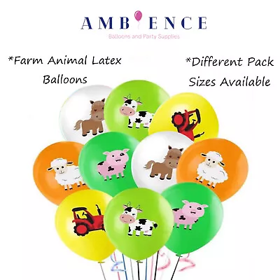 Farm Animal Balloons Birthday Party Farmyard Decorations 12  Latex Cow Sheep Pig • £3.99