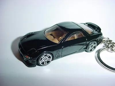 HOT 3D BLACK 1995 MAZDA RX-7 CUSTOM KEYCHAIN Keyring Key Racing BLING Hot Wheels • $18.55