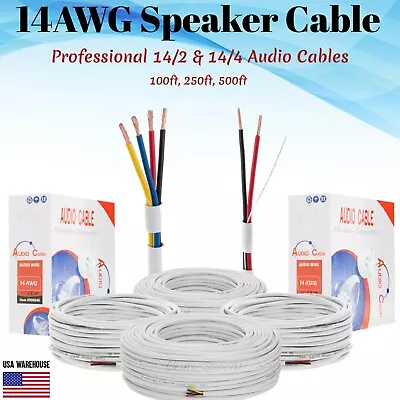 In Wall Audio Speaker Wire 14/2 14/4 14AWG Conductor Cable 100ft 250ft 500ft Lot • $56.25