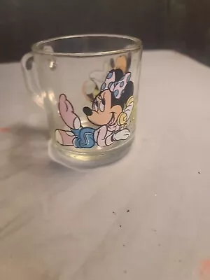 Mickey And Minnie Mouse Glass Coffee Mug - Vintage Walt Disney Mickey Mouse Cup • $4.99