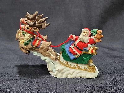 Christmas Vintage Figurine  Santa In Sleigh” Resin Midwest Importers 4  X 5  • $12