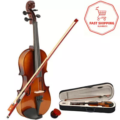 Hot Sell New 1/2 Acoustic Violin Set+Case+Bow+Rosin Natural Color • $59.69