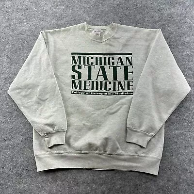 VTG Michigan State Spartans Sweater Mens L Gray Medicine College Sweatshirt 90s • $24.95