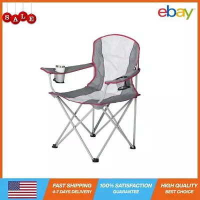 Heavy Duty Frame Oversized Basic Quad Folding Outdoor Camp Chair With Cup Holder • $18.78